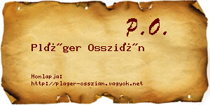Pláger Osszián névjegykártya